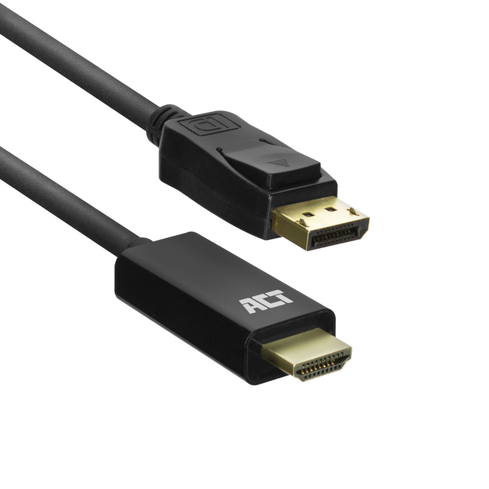 ACT DisplayPort male to HDMI male adapter cable, 1.8 m, Zip Bag