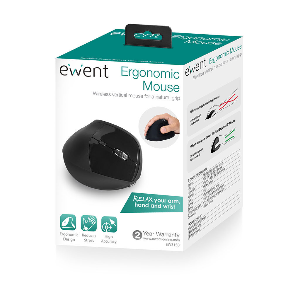 Ewent Ergonomic vertical mouse, wireless