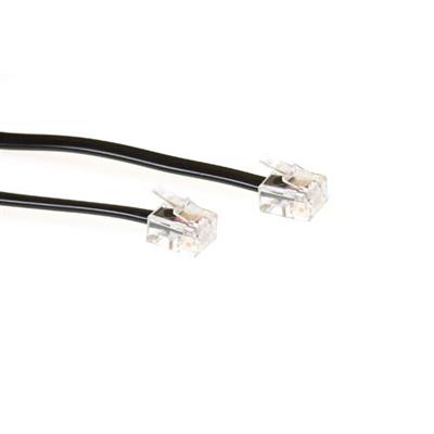 ACT Black 1 meter flat telephone cable with RJ11 connectors