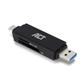 ACT USB 3.2 card reader, SD/micro SD, USB-C or USB-A, black