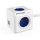 Allocacoc 1402BL/DEEUPC PowerCube Extended, power distribution unit with USB ports, 4 sockets, 1.5m, white/blue