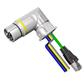 CONEC 58-05301 Hybrid B23 3+PE+2 PWR female / data male angled connector to open end, 0,50 meter
